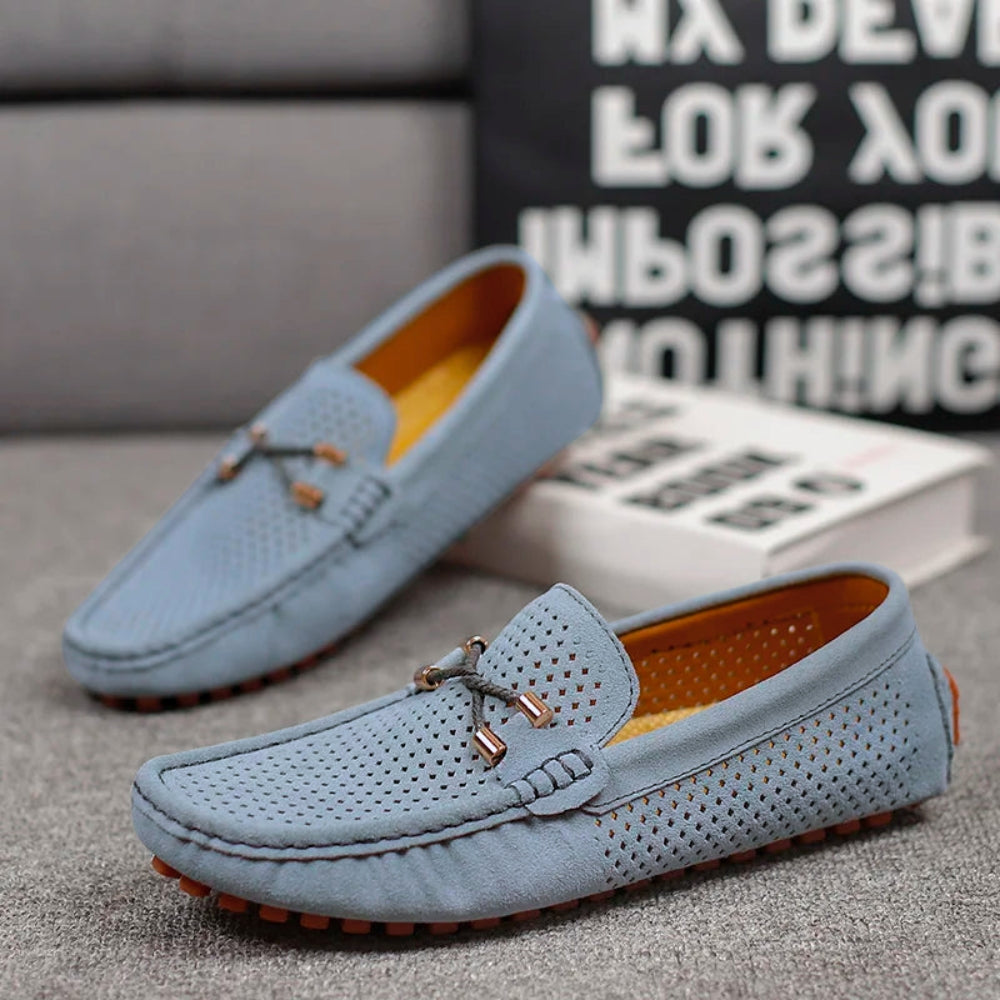 Men's Leather Loafers Breathable Slip On Shoes