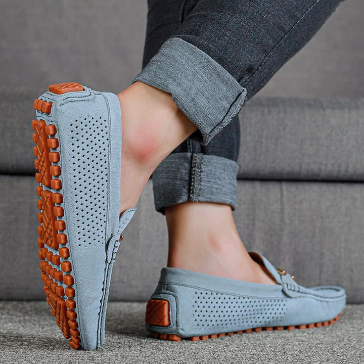 Men's Leather Loafers Breathable Slip On Shoes