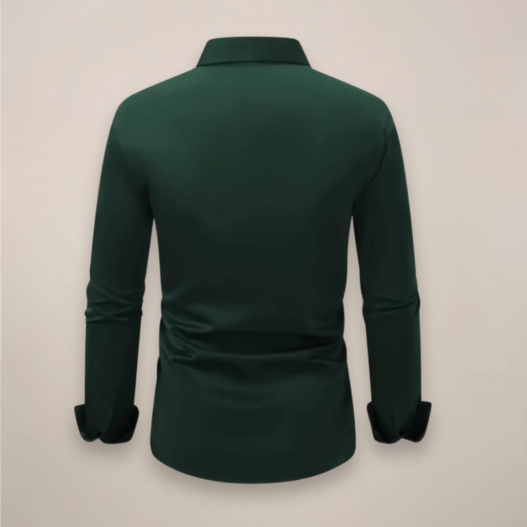 Men's Slim Fit Silk Satin Formal Dress Shirt