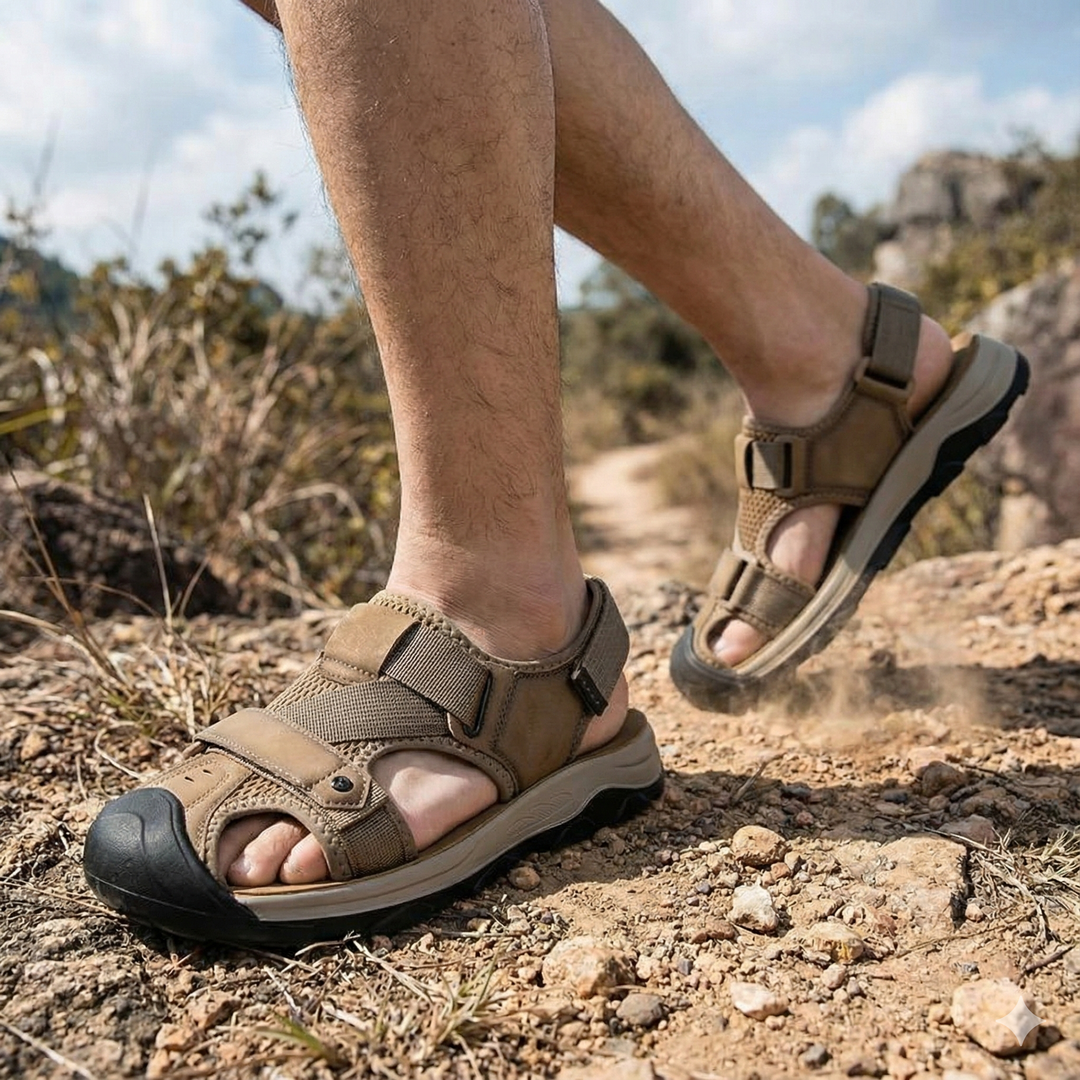 Men's Leather Athletic Sandals Hiking Outdoor Shoes