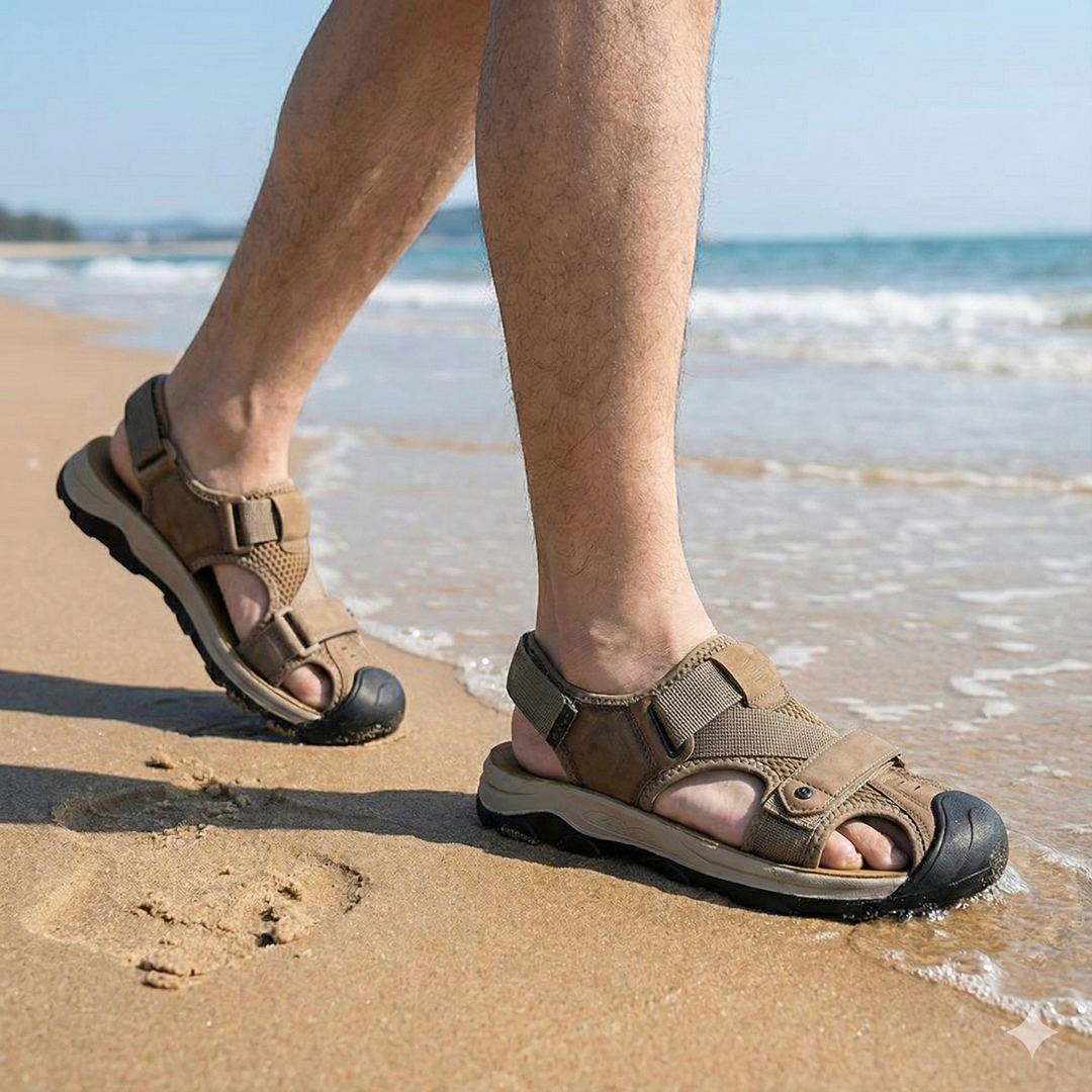 Men's Leather Athletic Sandals Hiking Outdoor Shoes