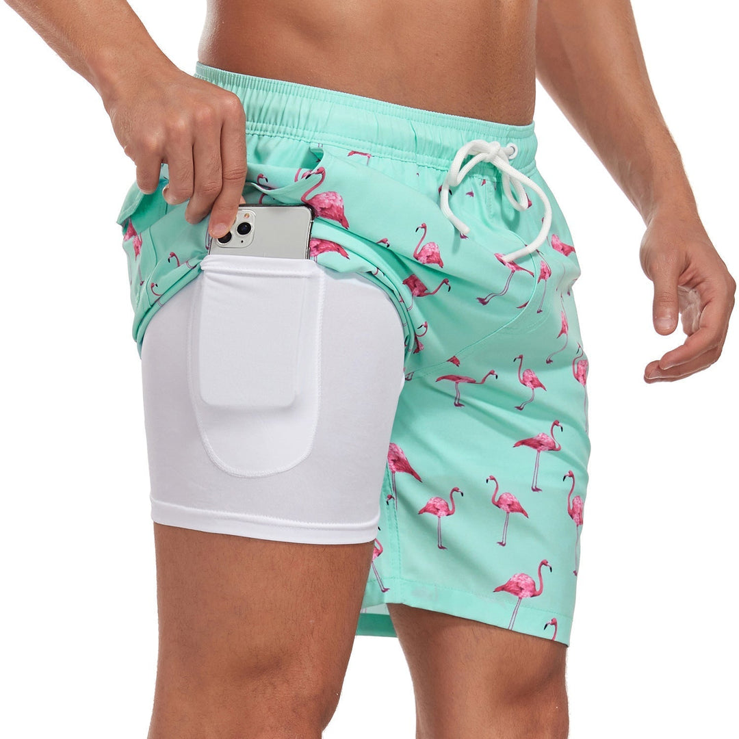 Quick-Dry Nylon Men's 2-in-1 Compression Liner Swim Shorts