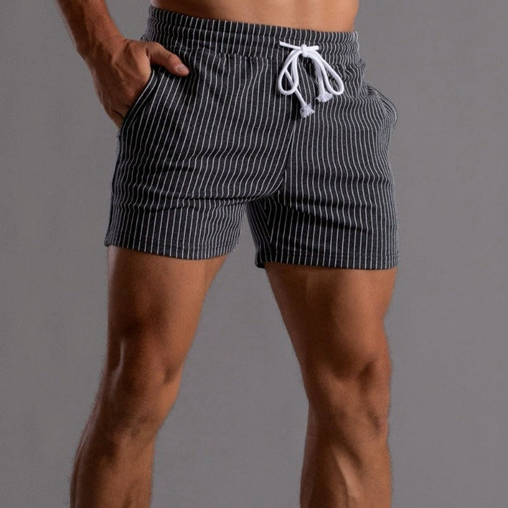 Men's Shorts Linen Striped Athletic Training Drawstring Gym Shorts