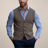 Men's Merino Wool Knit Waistcoat Cardigan Vest