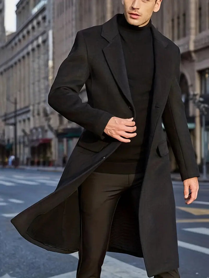 Men's Wool Overcoat Long Trench Jacket Outwear
