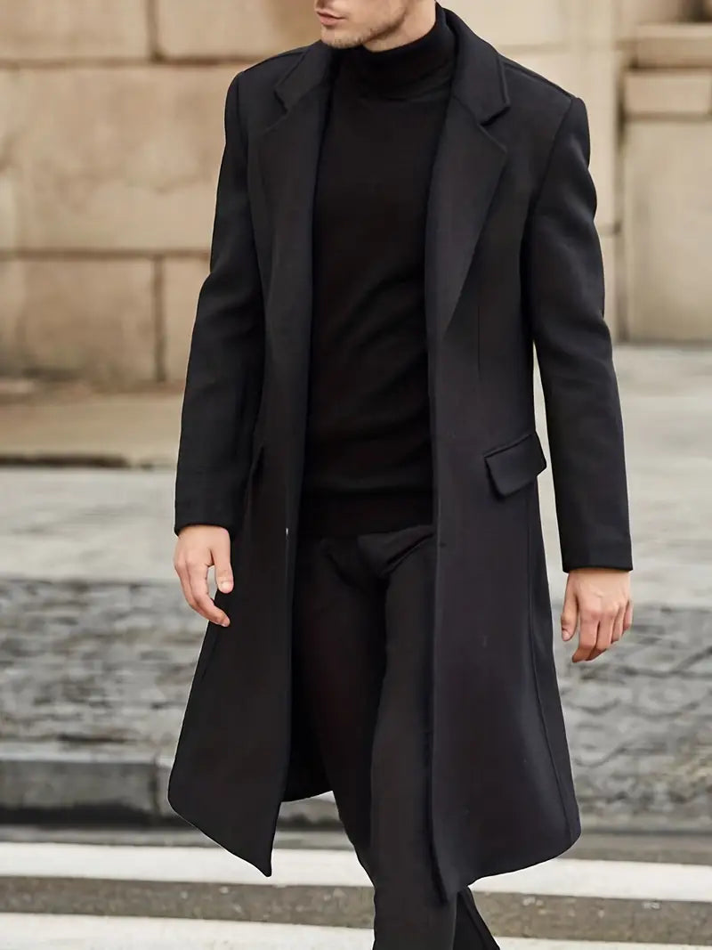 Men's Wool Overcoat Long Trench Jacket Outwear
