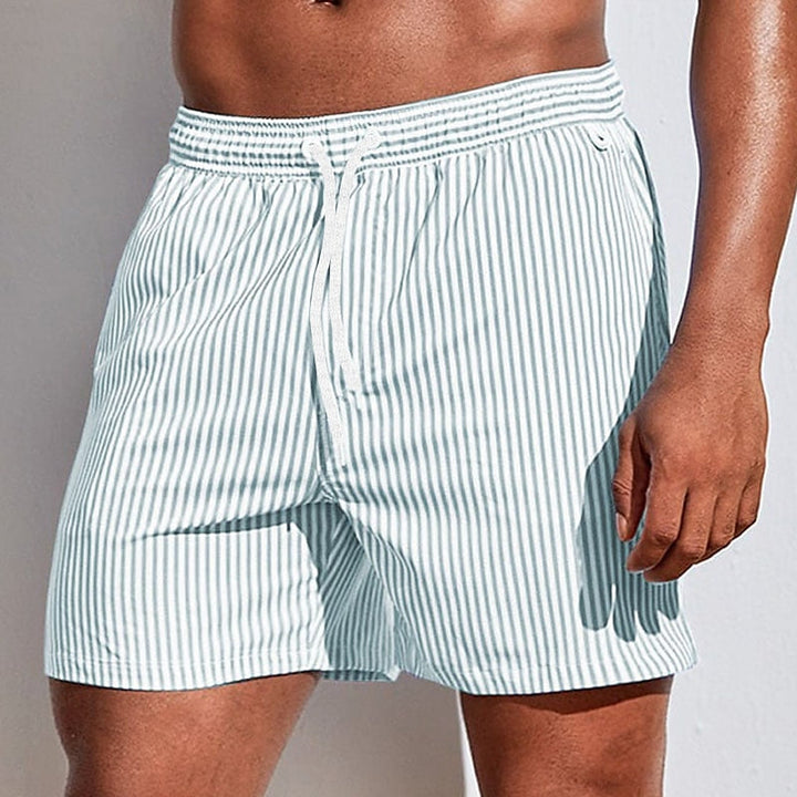 Swim Shorts Men Nylon Striped Beach Trunks Quick Dry Shorts