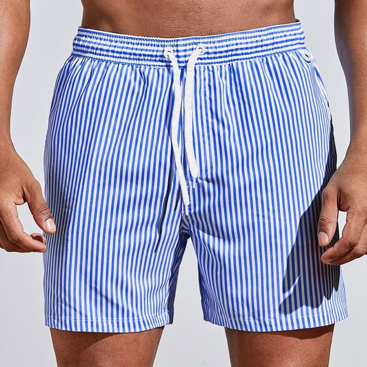 Swim Shorts Men Nylon Striped Beach Trunks Quick Dry Shorts
