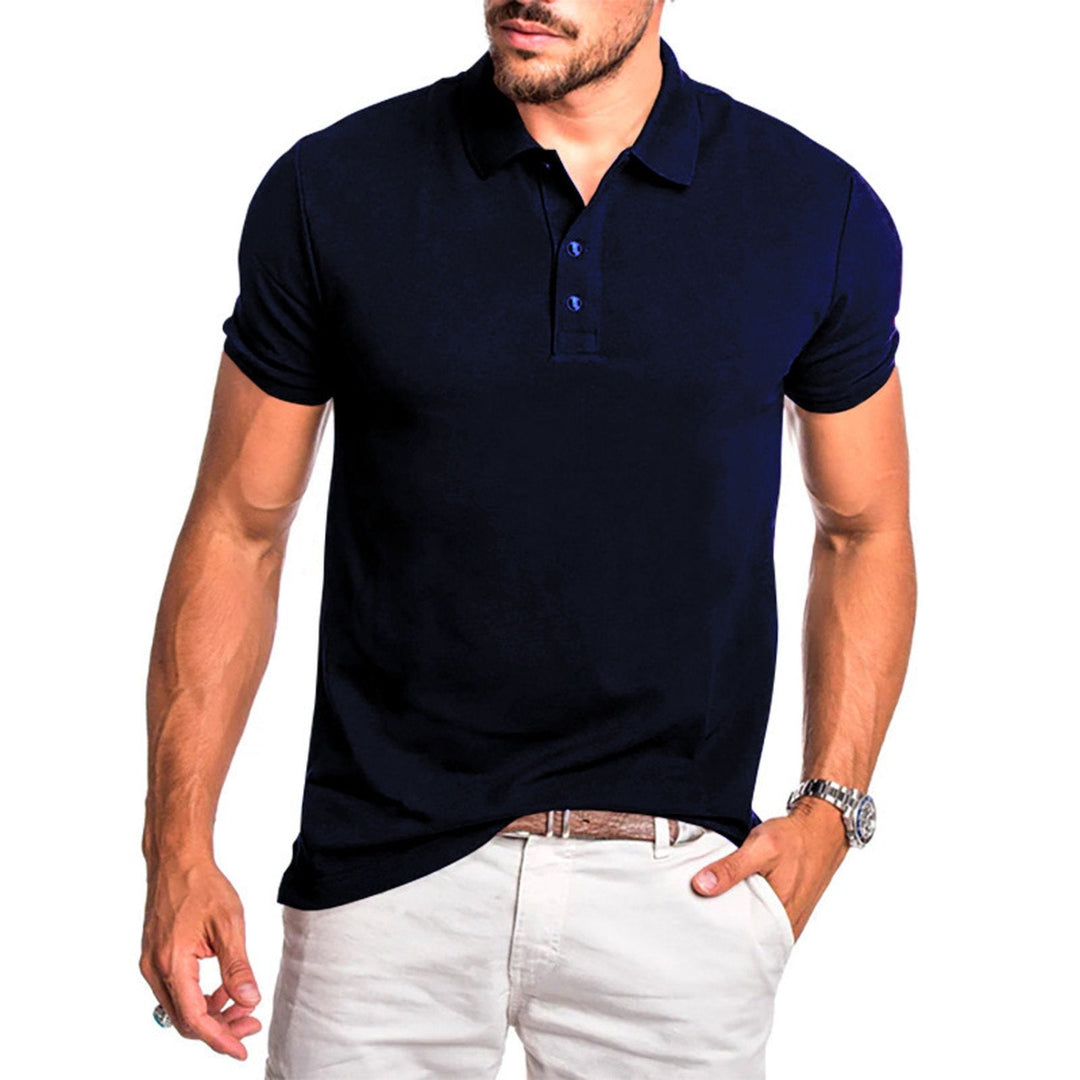 Men's Muscle Fit Polo Shirt Smart Casual Business Short Sleeve Work Top