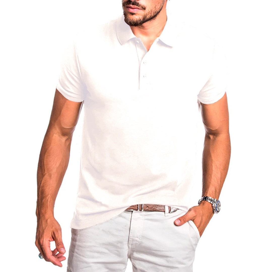 Men's Muscle Fit Polo Shirt Smart Casual Business Short Sleeve Work Top