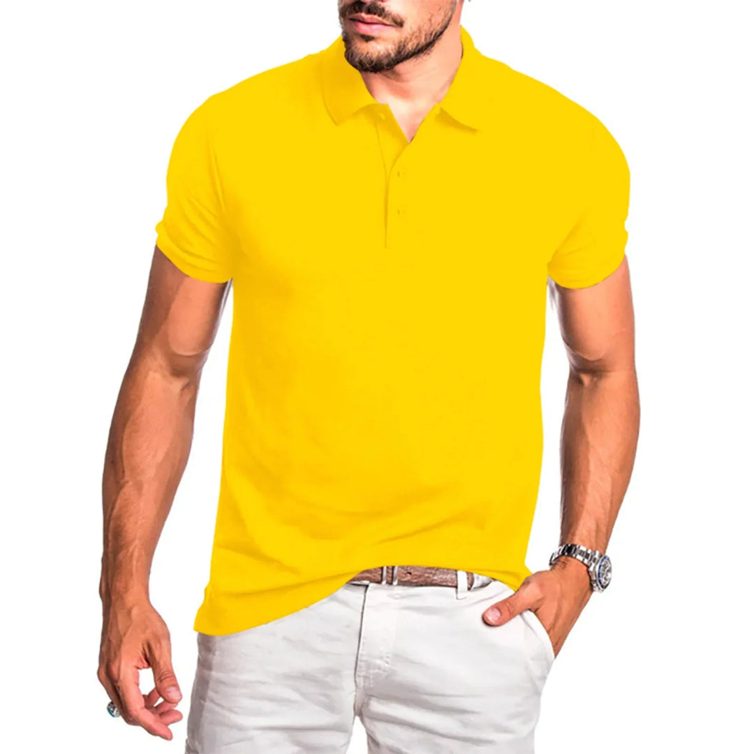 Men's Muscle Fit Polo Shirt Smart Casual Business Short Sleeve Work Top
