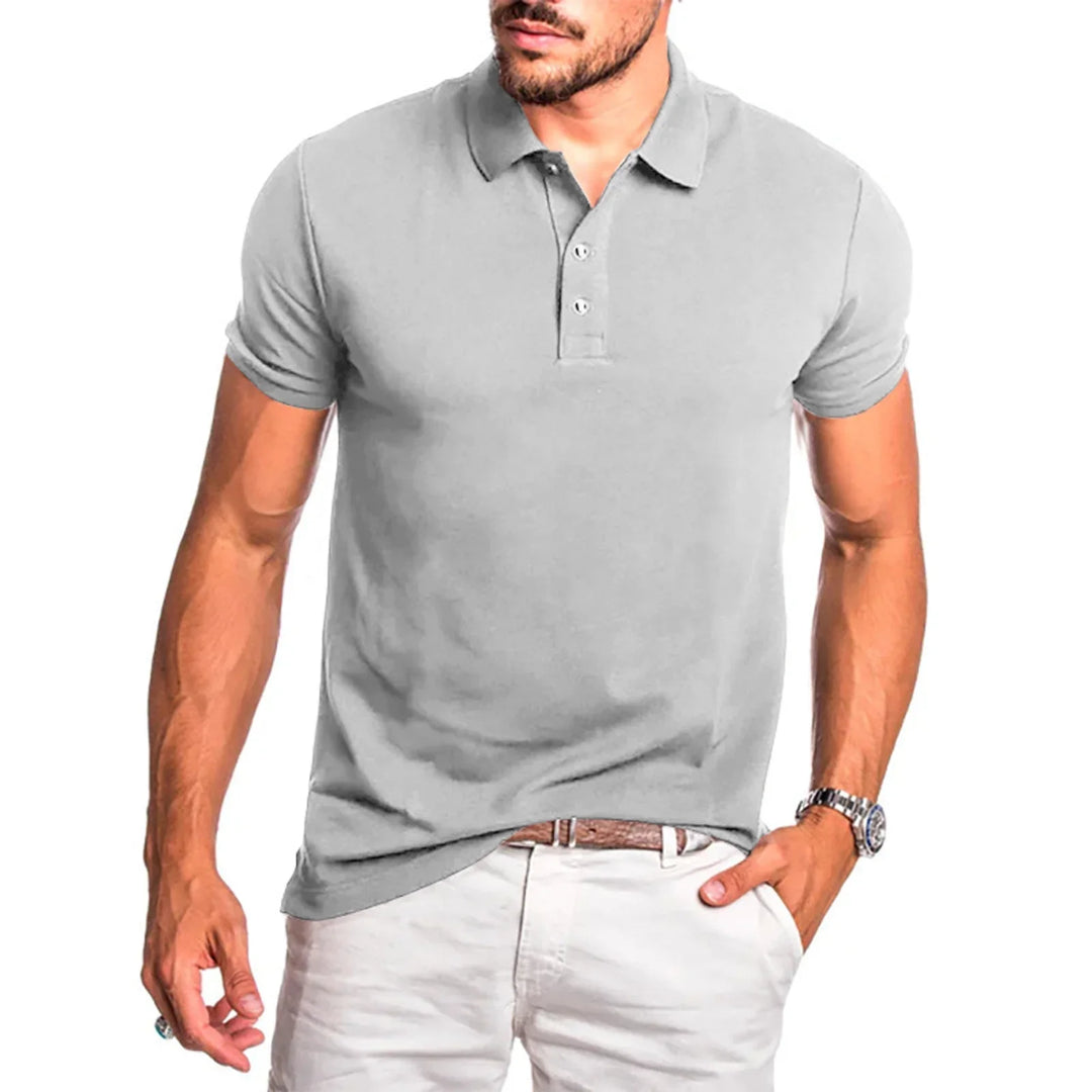 Men's Muscle Fit Polo Shirt Smart Casual Business Short Sleeve Work Top