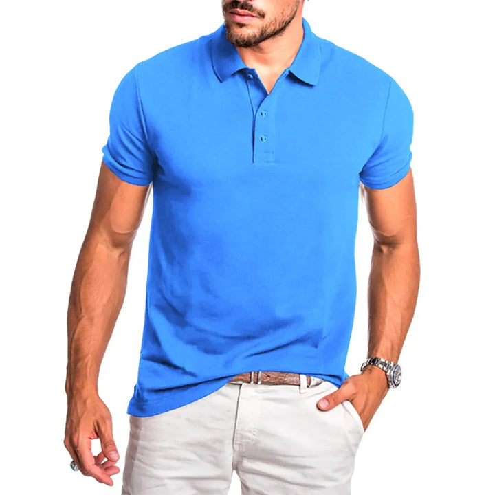 Men's Muscle Fit Polo Shirt Smart Casual Business Short Sleeve Work Top