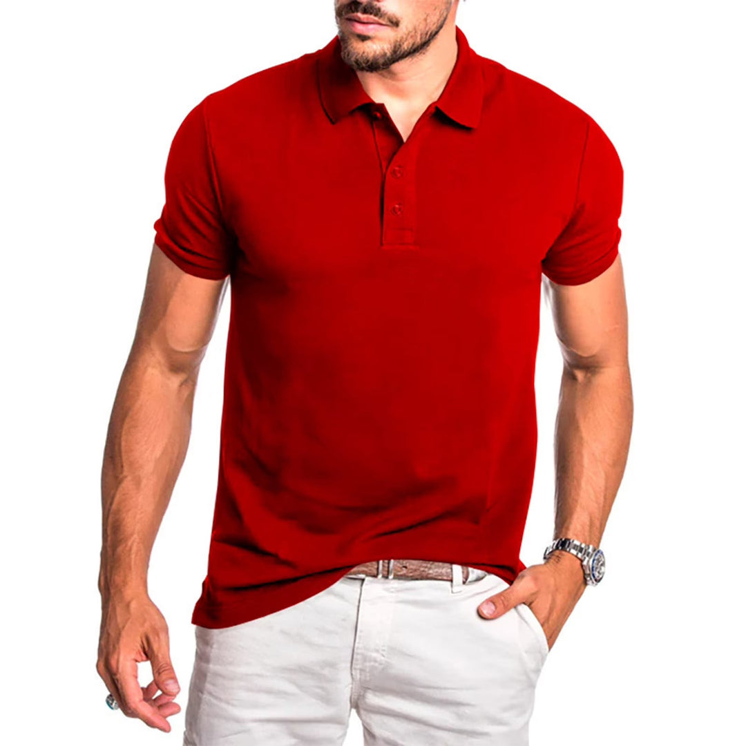 Men's Muscle Fit Polo Shirt Smart Casual Business Short Sleeve Work Top