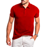Men's Muscle Fit Polo Shirt Smart Casual Business Short Sleeve Work Top