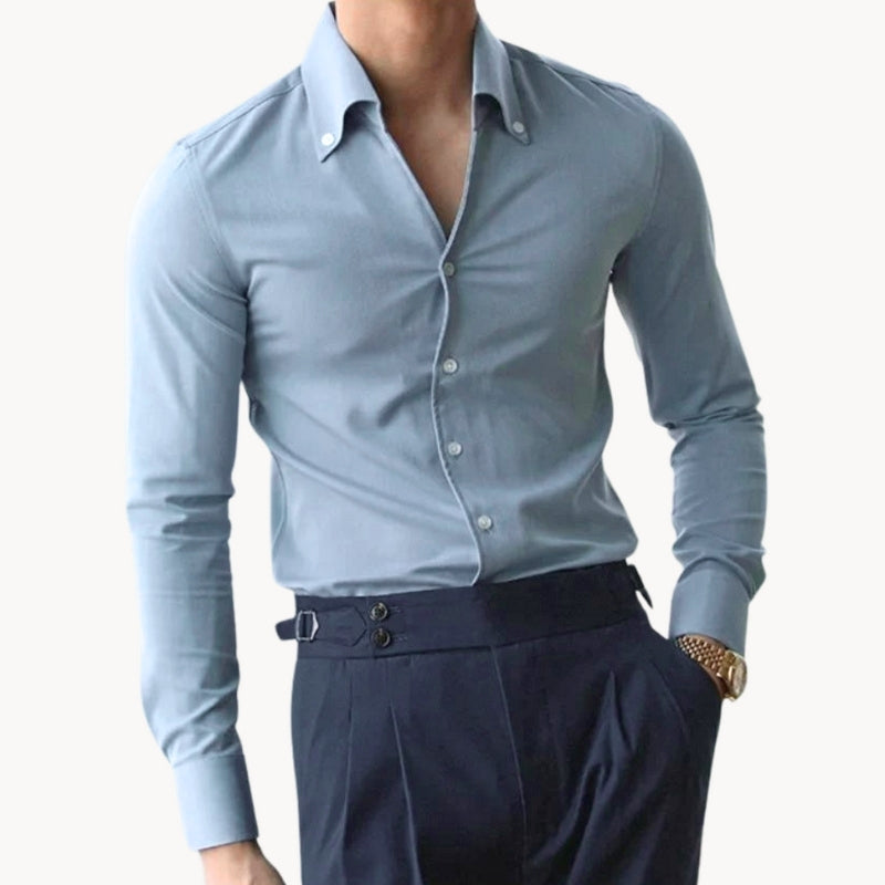 Men's Slim Fit Long Sleeve Oxford Dress Shirt