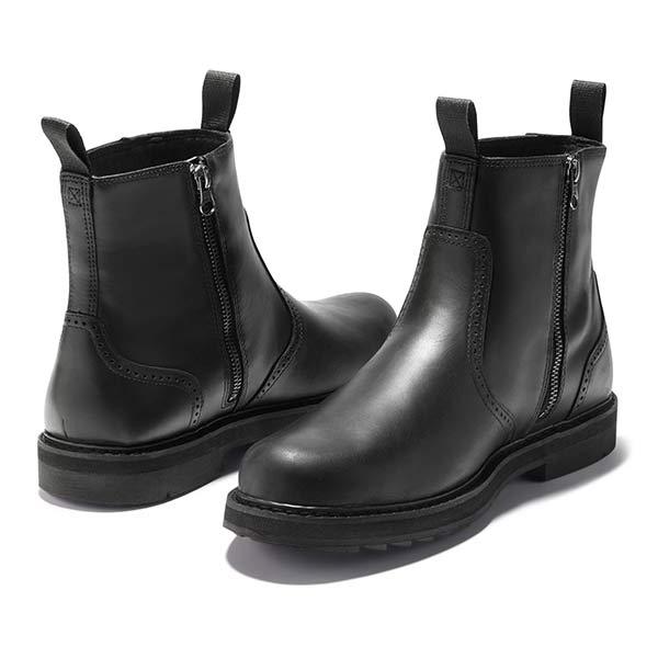 Men's Leather Chelsea Work Boots with Side Zip
