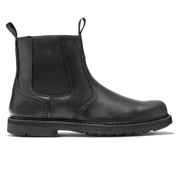 Men's Leather Chelsea Work Boots with Side Zip