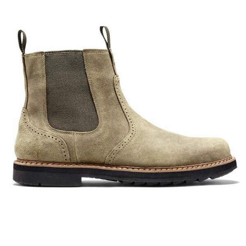 Men's Leather Chelsea Work Boots with Side Zip
