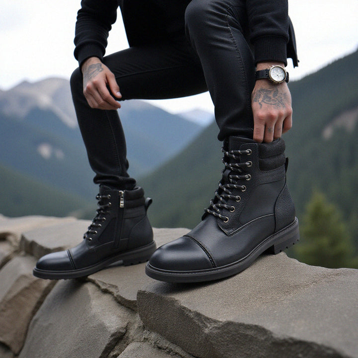 Men's Leather Combat Ankle Boots