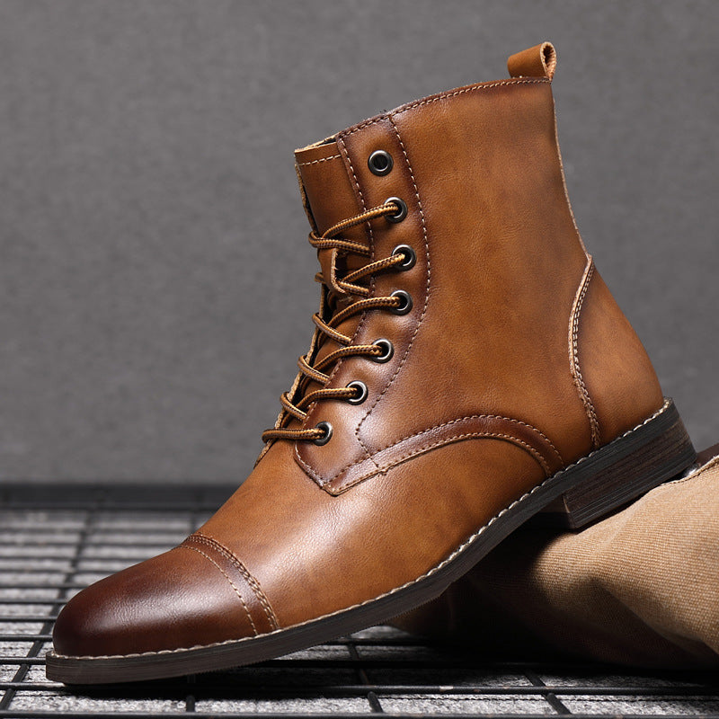 Men's Leather Boots Combat Dress Ankle Shoes