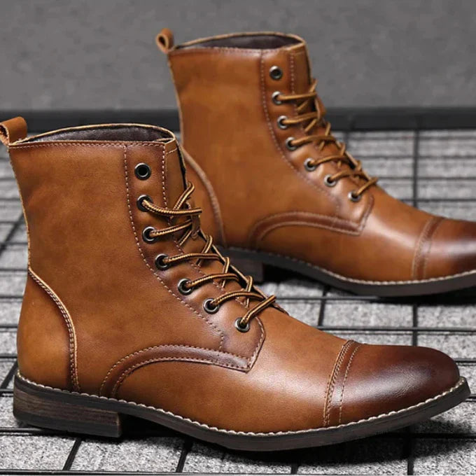 Men's Leather Boots Combat Dress Ankle Shoes