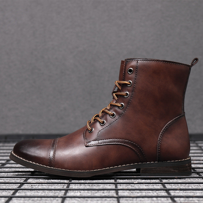 Men's Leather Boots Combat Dress Ankle Shoes