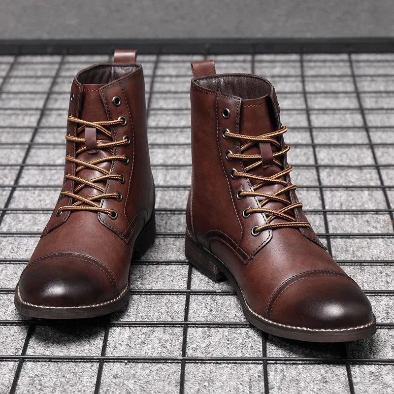 Men's Leather Boots Combat Dress Ankle Shoes