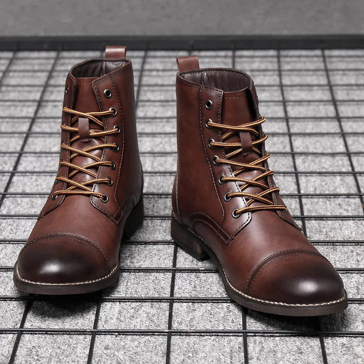 Men's Leather Boots Combat Dress Ankle Shoes