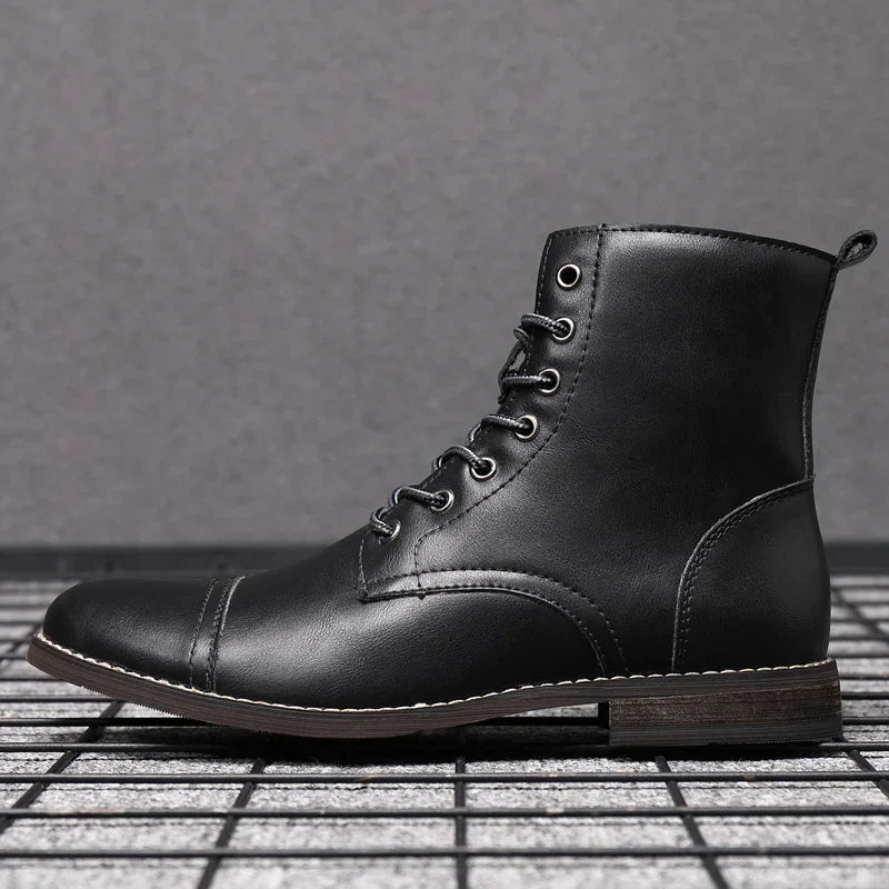Men's Leather Boots Combat Dress Ankle Shoes