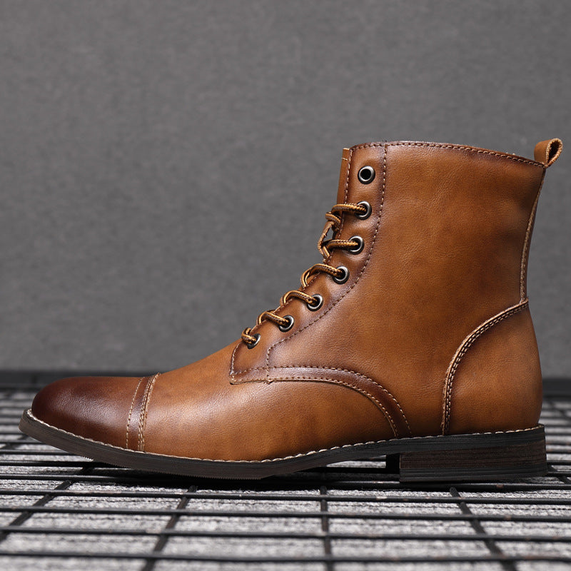 Men's Leather Boots Combat Dress Ankle Shoes
