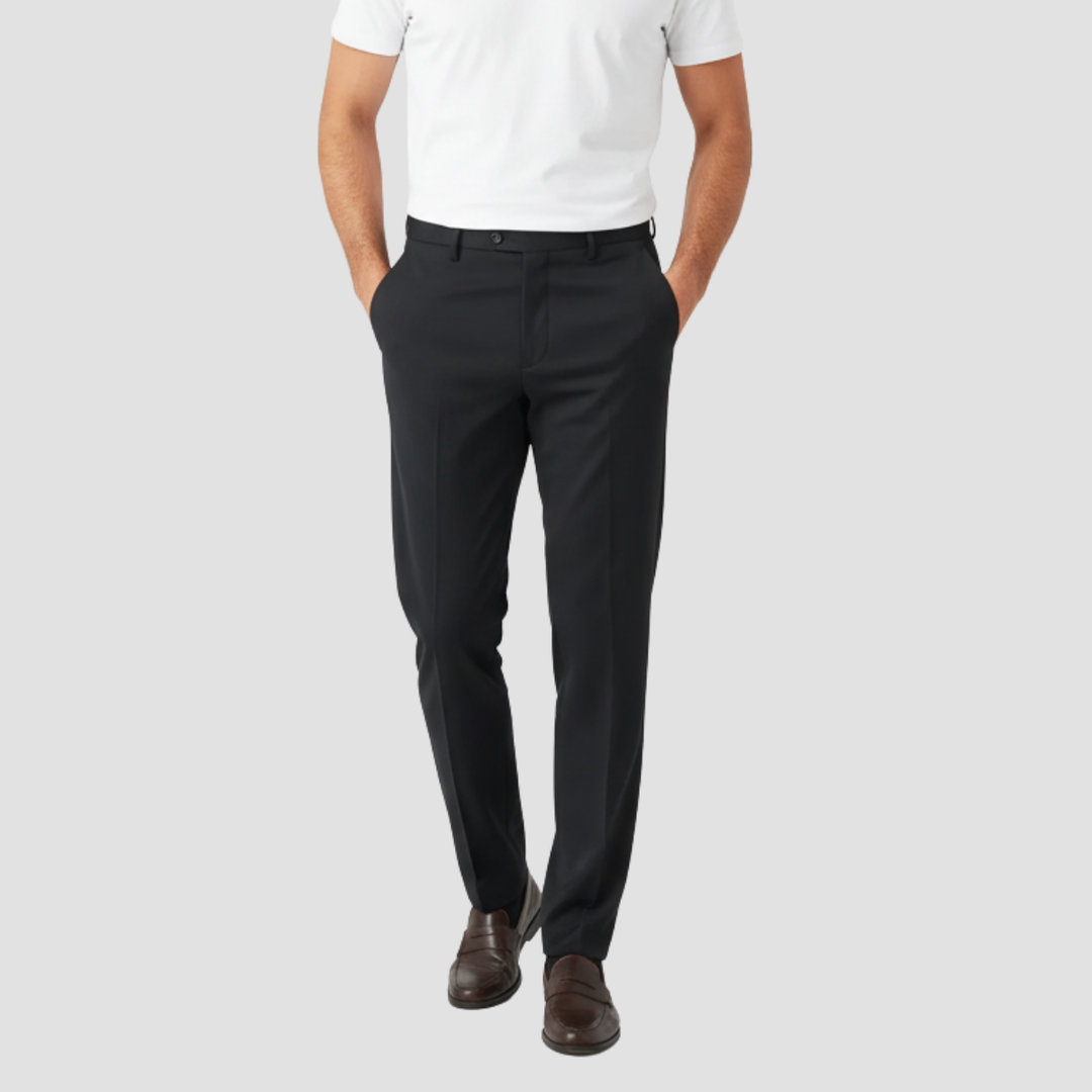 Men's Merino Wool Tailored Slim Fit Dress Trousers