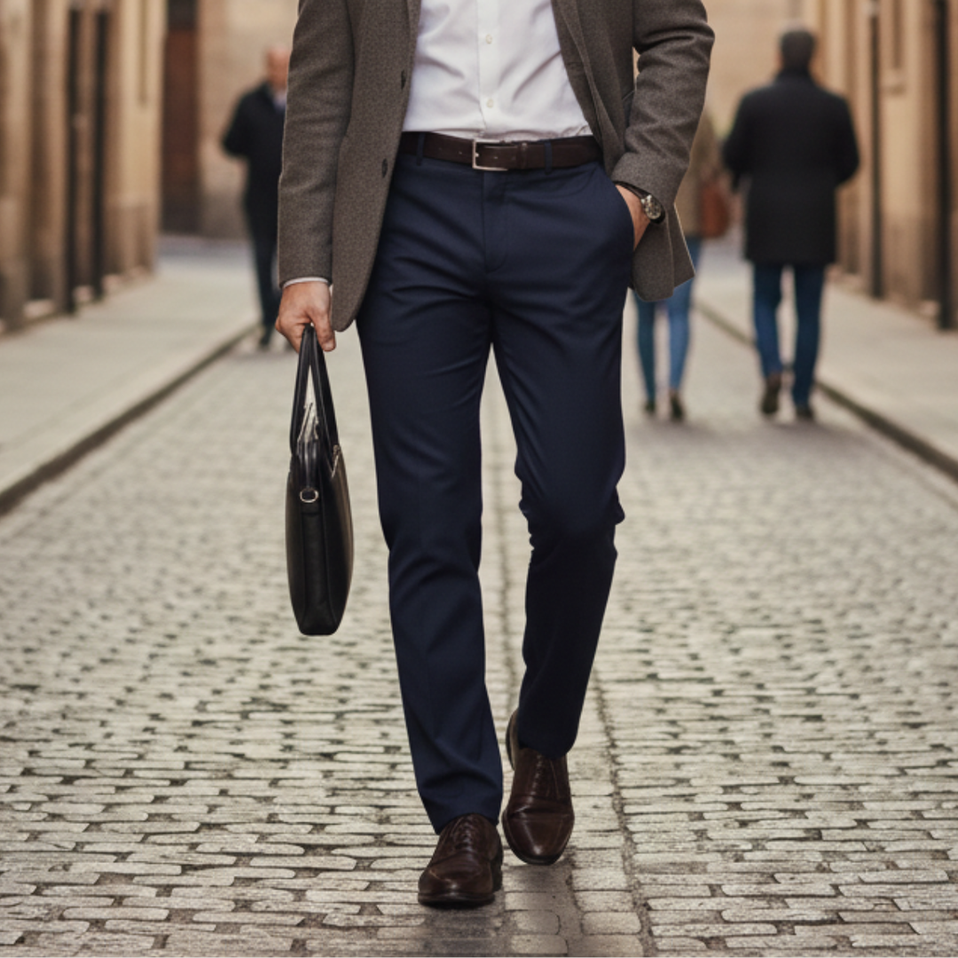 Men's Merino Wool Tailored Slim Fit Dress Trousers