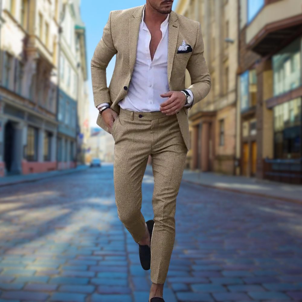 Men's Slim Fit Wool Blend Business Suit