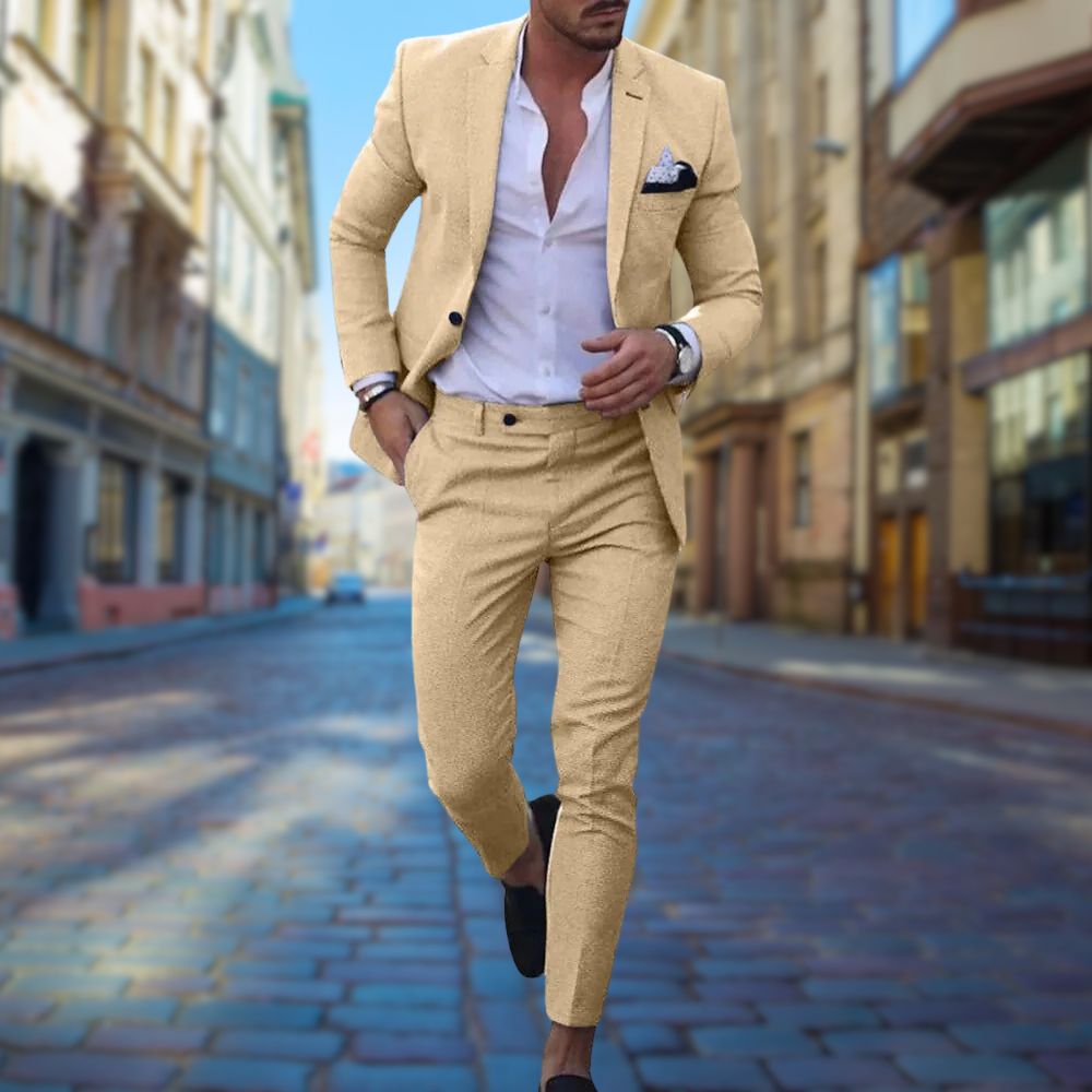 Men's Slim Fit Wool Blend Business Suit
