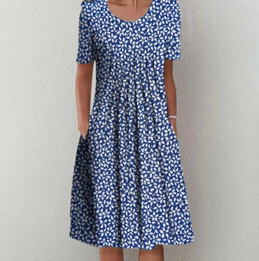 Midi Summer Dress | Playful Print | Comfortable fit | Blue