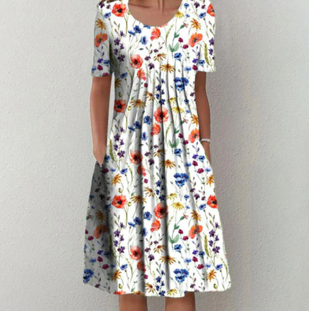 Midi Summer Dress | Playful Print | Comfortable fit | White