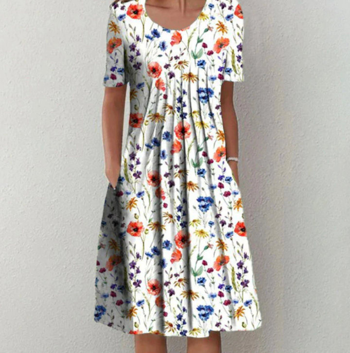 Midi Summer Dress | Playful Print | Comfortable fit | White