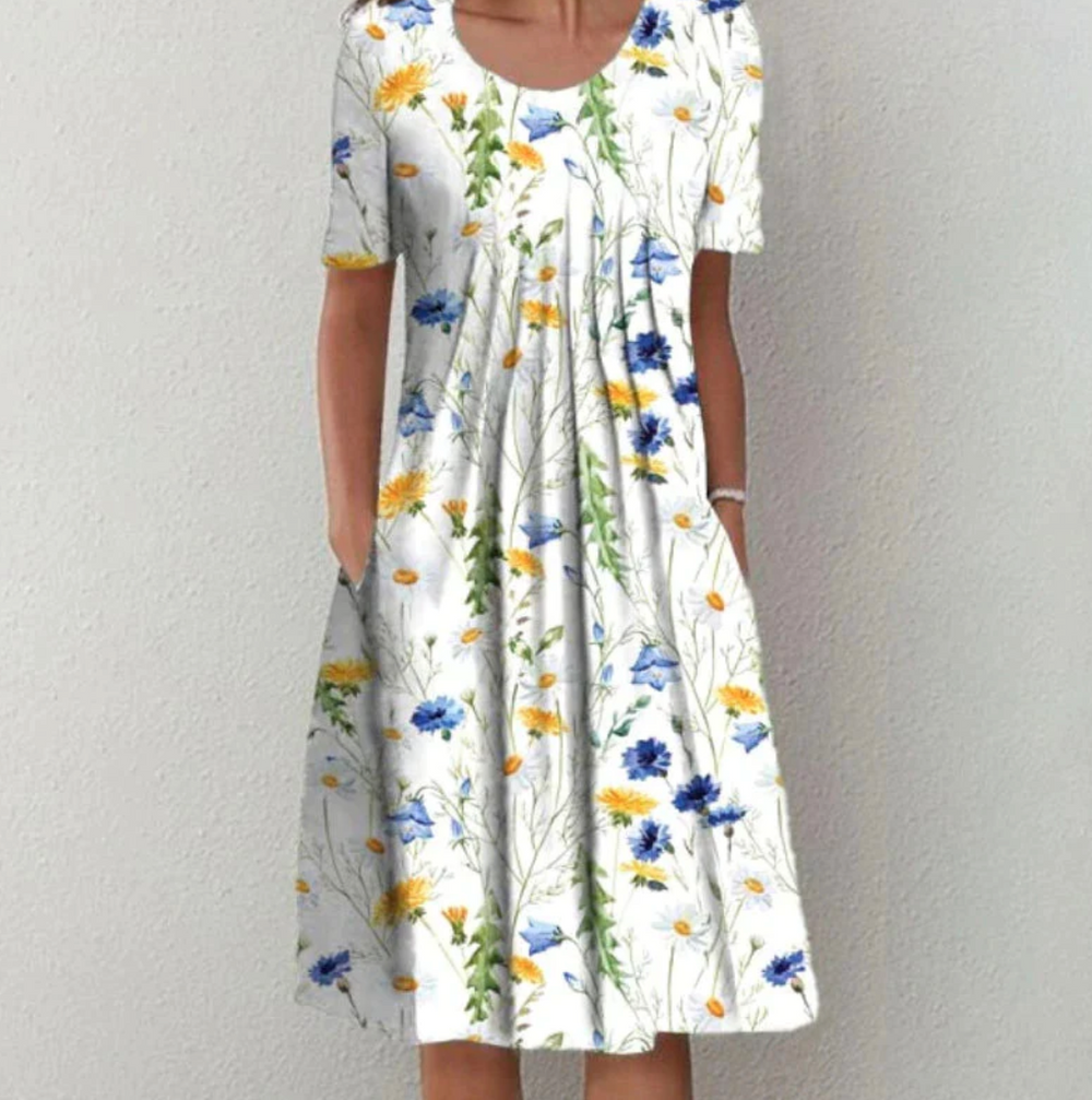 Midi Summer Dress | Playful Print | Comfortable fit | White 2