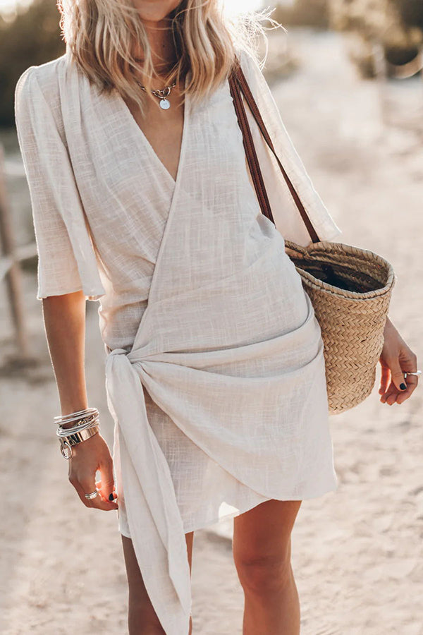 Mini Dress For Women | Asymmetrical Hem | Beige