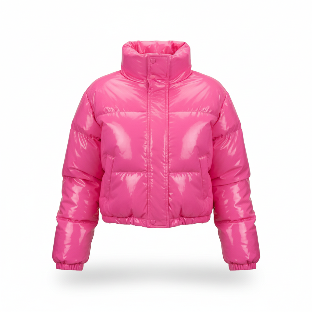 Women’s Cropped Fleece-Lined Quilted Puffer Jacket