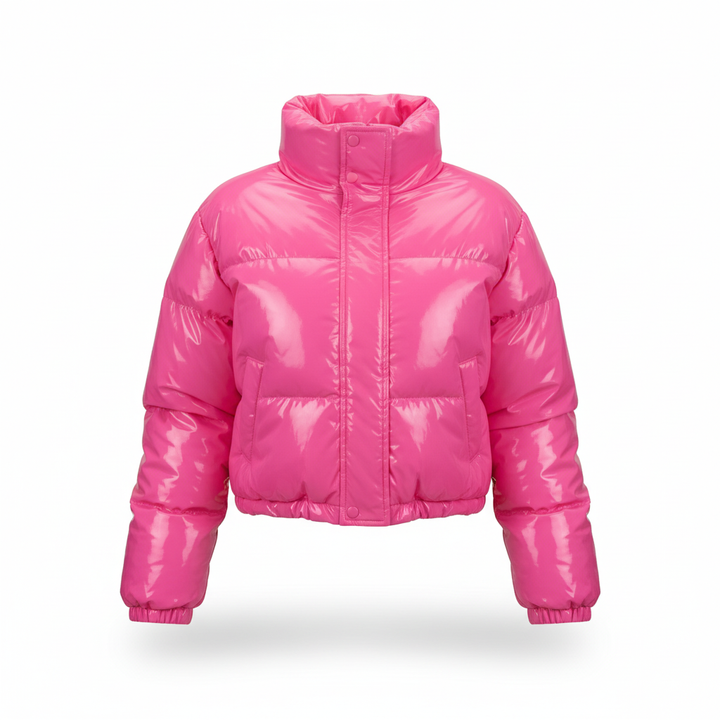 Women’s Cropped Fleece-Lined Quilted Puffer Jacket