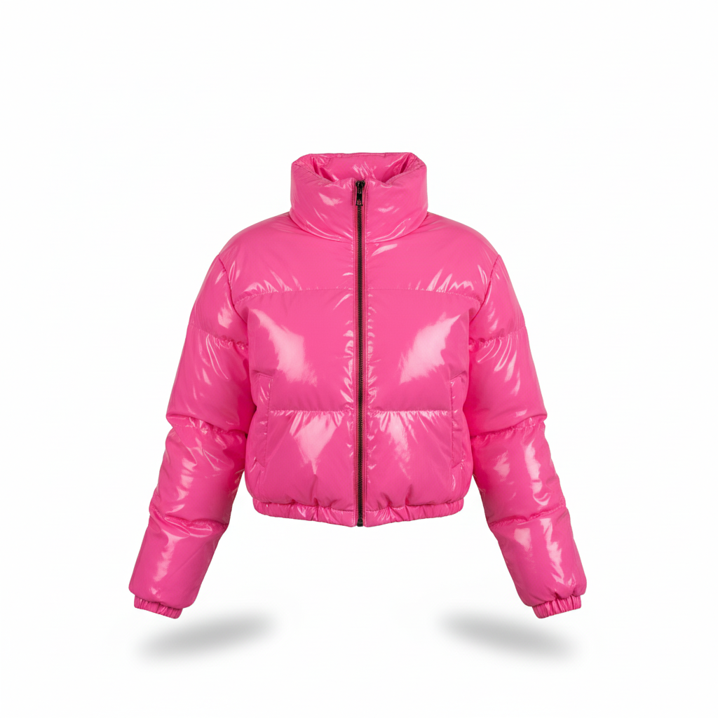 Women’s Cropped Fleece-Lined Quilted Puffer Jacket