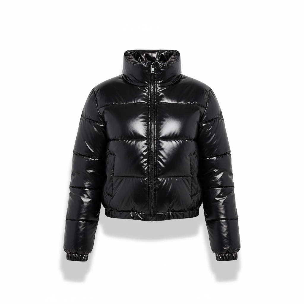 Women’s Cropped Fleece-Lined Quilted Puffer Jacket