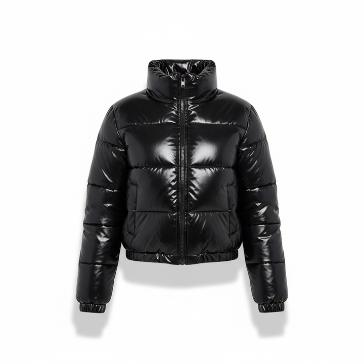 Women’s Cropped Fleece-Lined Quilted Puffer Jacket