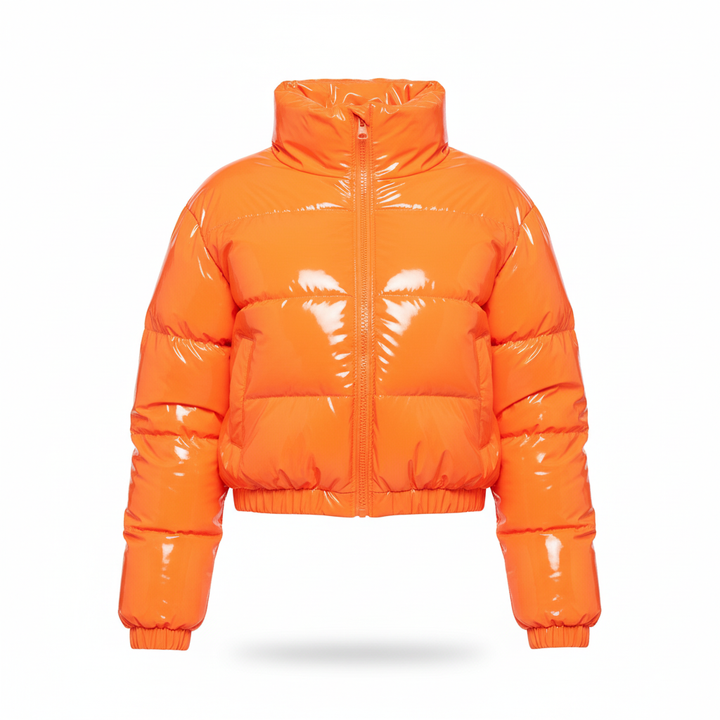 Women’s Cropped Fleece-Lined Quilted Puffer Jacket