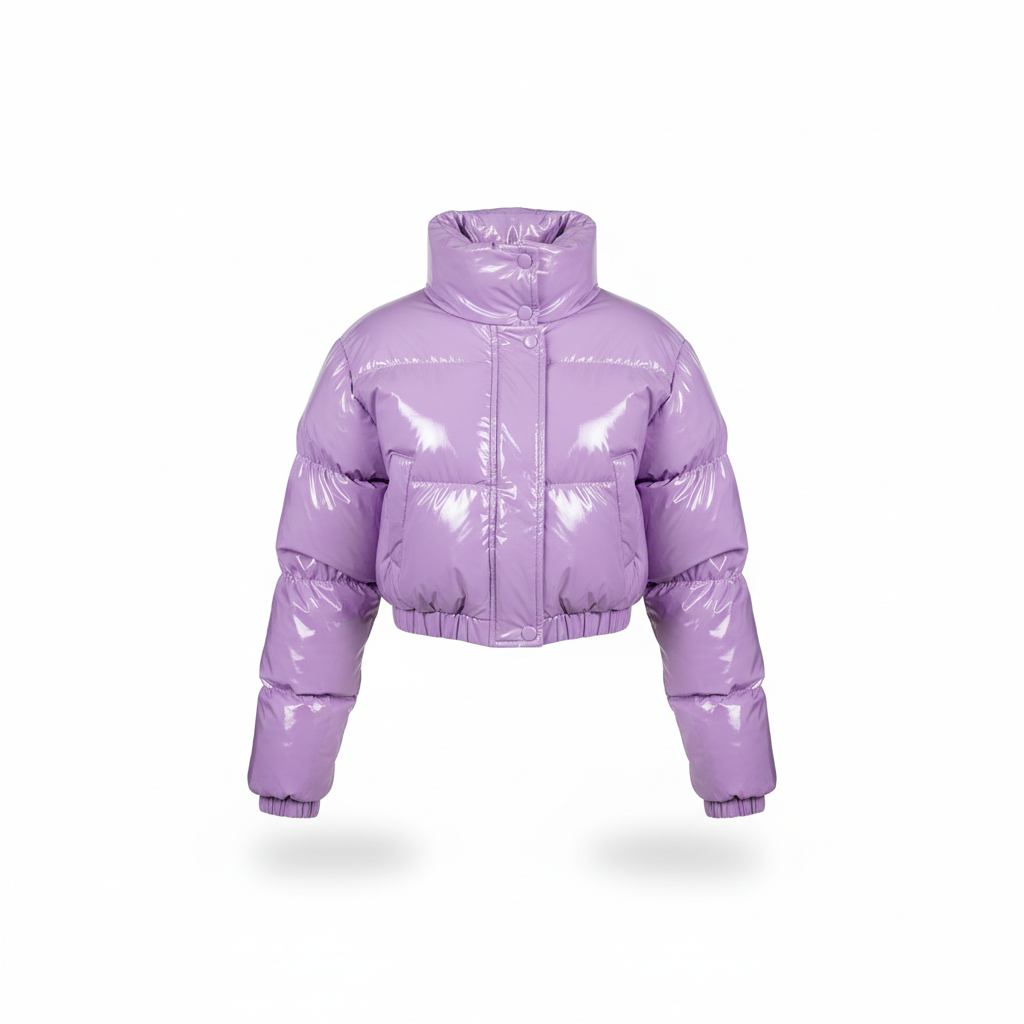 Women’s Cropped Fleece-Lined Quilted Puffer Jacket