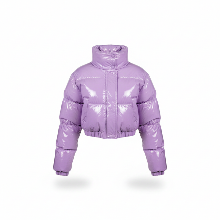 Women’s Cropped Fleece-Lined Quilted Puffer Jacket