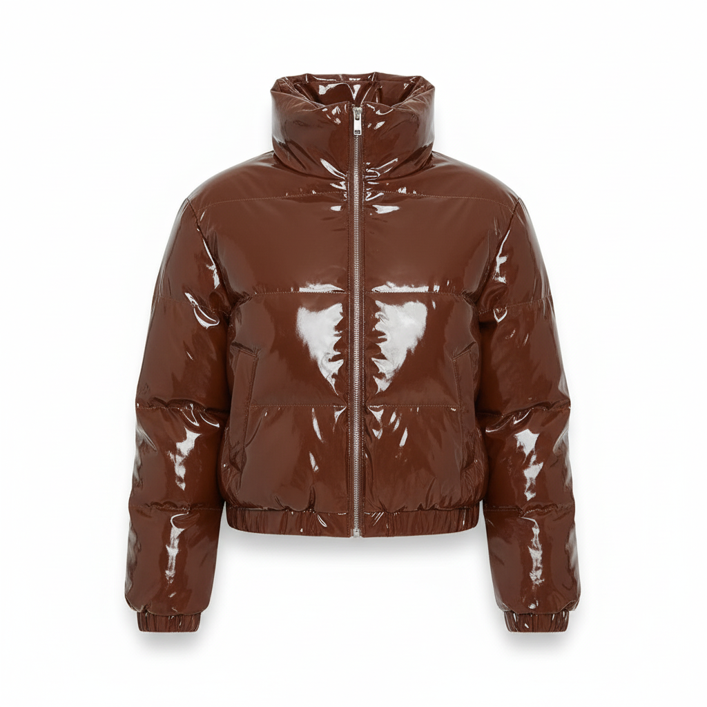 Women’s Cropped Fleece-Lined Quilted Puffer Jacket