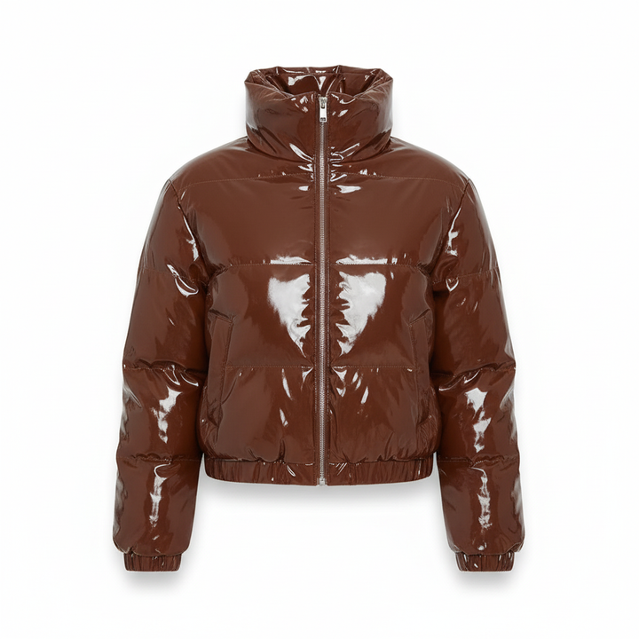 Women’s Cropped Fleece-Lined Quilted Puffer Jacket